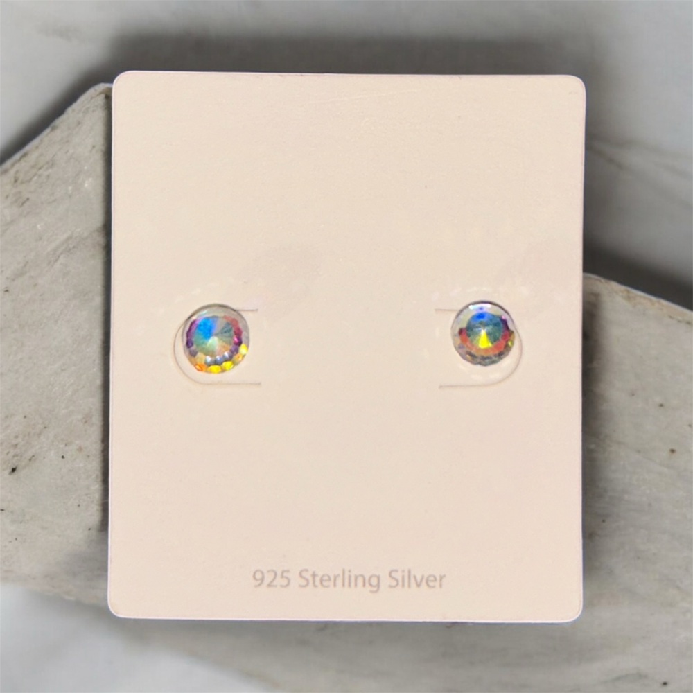 Sterling Silver Iridescent Stud Earrings